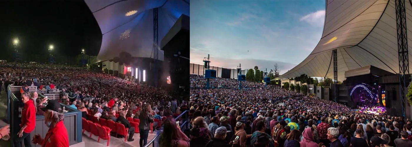 Shoreline Amphitheatre at night